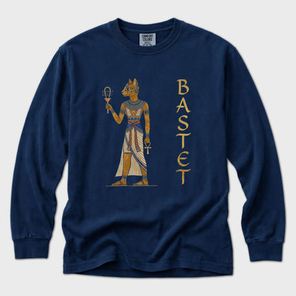 Egyptian Goddess Bastet T-Shirt | Feline Deity Art Long Sleeve Tee