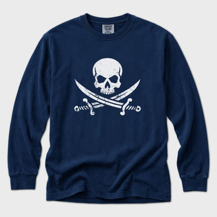 Jolly Roger Long Sleeve T-Shirt | Pirate Skull and Cutlass Graphic Tee