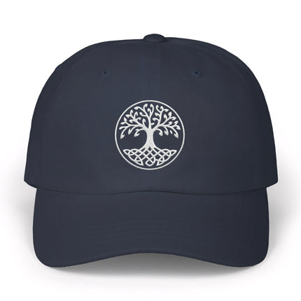 Celtic Tree of Life embroidered baseball cap featuring Yggdrasil knotwork design.