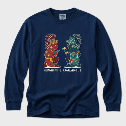 Hunahpu and Xbalanque Long Sleeve T-Shirt | Maya Hero Twins Art