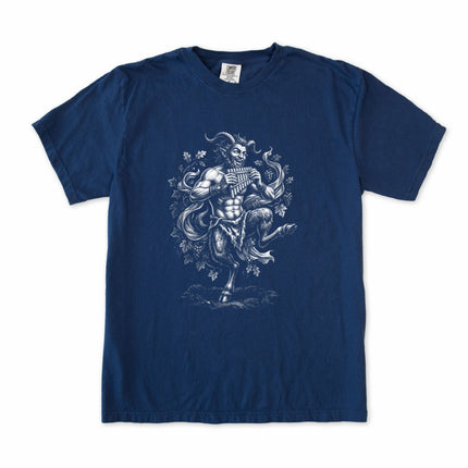 Greek Mythology Pan Graphic Tee | Flute Playing Satyr Art Comfort Colors T-Shirt