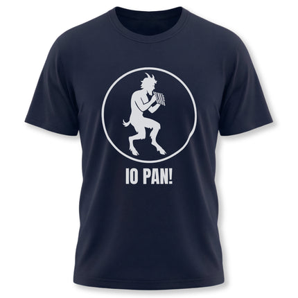 IO PAN! Satyr silhouette graphic tee featuring Pan playing a flute.