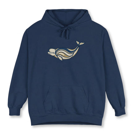 Beluga Whale Inuit Art Hoodie | Arctic Marine Stylized Pullover Hoodie