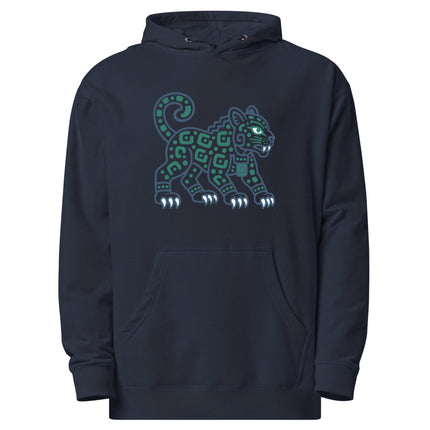 Maya Jaguar Hoodie | Teal Spotted Cat and Spiral Tail