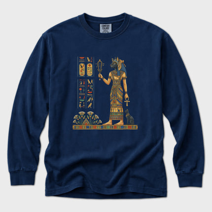 Bastet Egyptian Goddess Long Sleeve T-Shirt | Ancient Egypt Art Tee