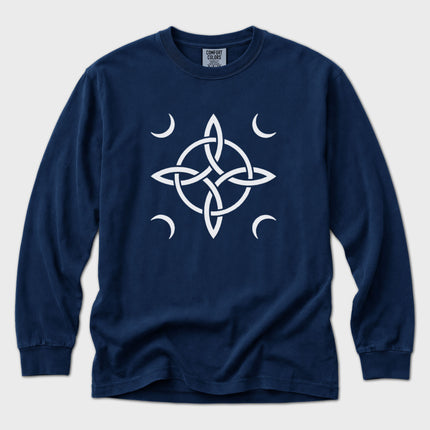 Witch's Knot T-Shirt | Crescent Moon Knotwork Symbol Long Sleeve Tee