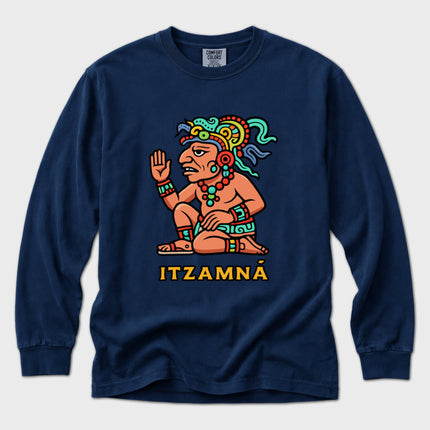 Itzamna Maya Deity Long Sleeve T-Shirt | Mesoamerican Graphic