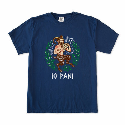 Pan Flute Satyr graphic tee featuring Greek mythology for pagan apparel.