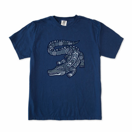 Mayan Crocodile T-Shirt | Tribal Indigenous Animal Graphic Unisex Tee Shirt