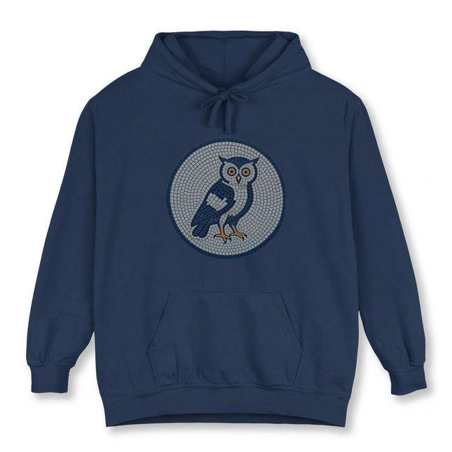 Ancient Greek Mosaic Owl Hoodie | Athena Wisdom Pullover | Comfort Colors Hoodie