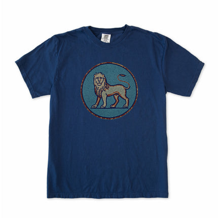 Blue Grey Mosaic Lion T-Shirt | Ancient Animal Graphic Tee | Comfort Colors