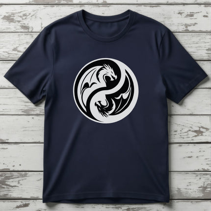 Yin Yang Dragon T-Shirt | Black and White Symbolic Unisex Tee | V3