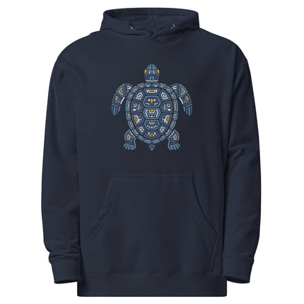 Mayan Turtle Hoodie | Green Geometric Shell and Flippers Design