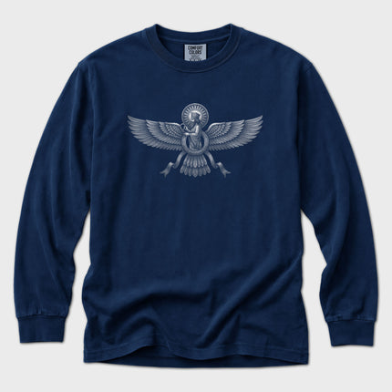Etched Faravahar Long Sleeve T-Shirt | Persian Symbol Graphic Tee