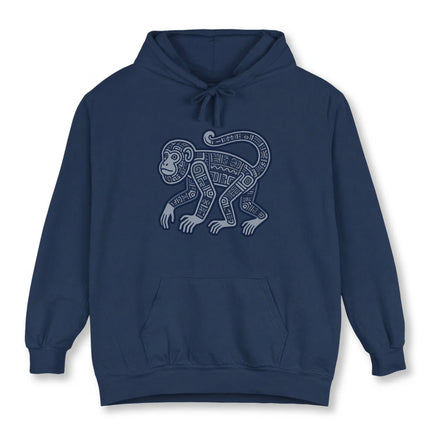 Mayan Monkey Geometric Art Hoodie | Tribal Symbol Ancient Culture Pullover Hoodie