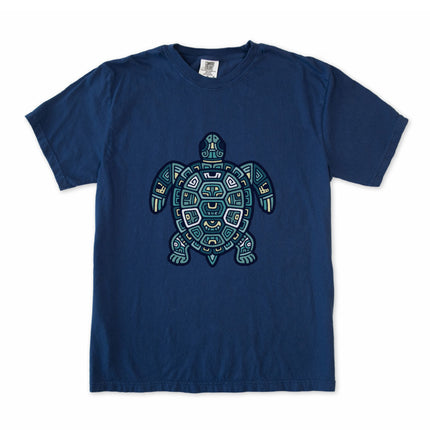 Mayan Tribal Geometric Turtle T-Shirt | Green Sea Turtle Graphic Tee Shirt