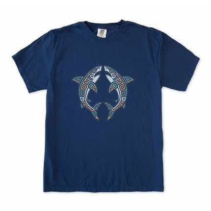 Mayan Sharks Symbol T-Shirt | Tribal Geometric Ocean Life Graphic Tee Shirt