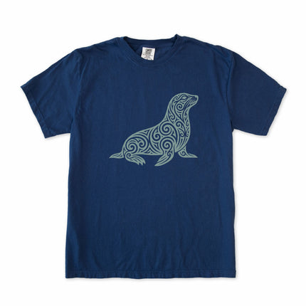 Tribal Swirl Seal T-Shirt | Ornate Marine Animal Graphic Tee | Comfort Colors