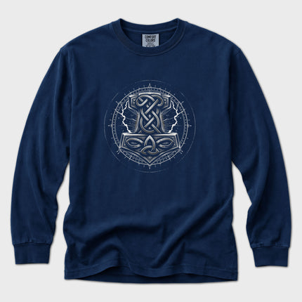 Mjolnir Thor’s Hammer Long Sleeve T-Shirt | Norse Knotwork Graphic Tee