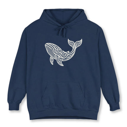 Tribal Whale Art Hoodie | Stylized Ocean Spirit Animal Pullover Hoodie