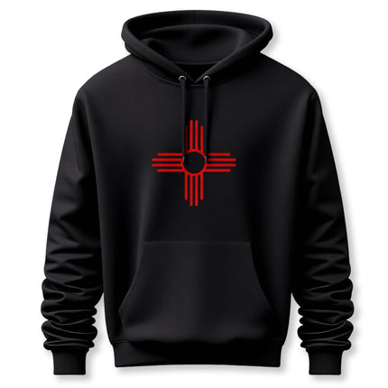 Native American Red Zia Sun Symbol Hoodie | New Mexico Unisex Pullover V3