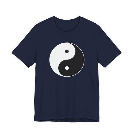 Yin Yang symbol graphic tee shirt design representing balance and harmony.