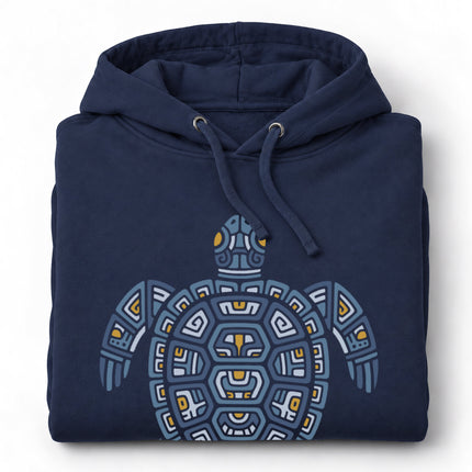 Mayan Turtle Hoodie | Green Geometric Shell and Flippers Design