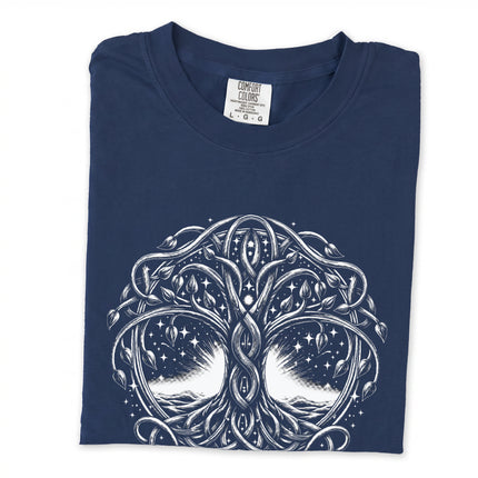 Black long sleeve tee featuring intricate Celtic Tree of Life knotwork design.