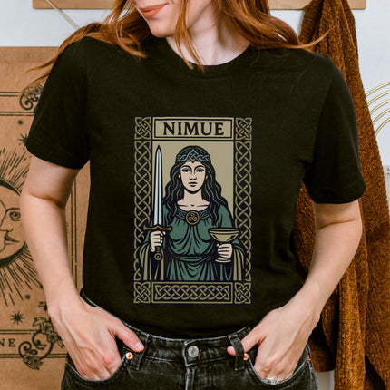 Nimue Lady of the Lake T-Shirt | Arthurian Celtic Sword & Chalice Design Tee