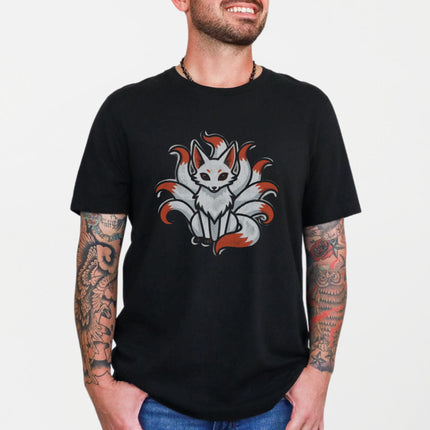 Nine Tailed Fox Kitsune T-Shirt | Japanese Mythology Spirit Fox Graphic Tee