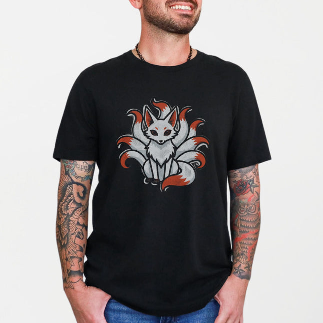 Nine Tailed Fox Kitsune T-Shirt | Japanese Mythology Spirit Fox Graphic Tee