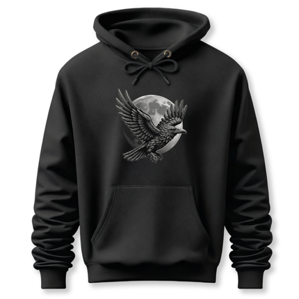 Raven with Moon Graphic Hoodie | Graphic Gothic Pullover V6