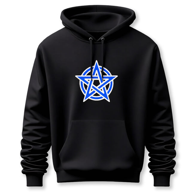 Pentagram Blue Graphic Hoodie | Pentacle Pagan Witchcraft Unisex Pullover V3
