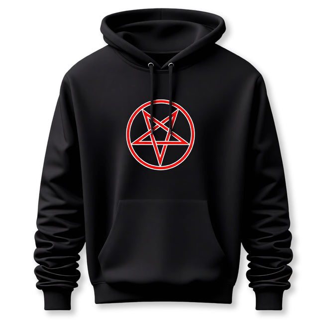 Inverted Pentagram Witchcraft Hoodie | Red Graphic Pentacle Unisex Pullover V5