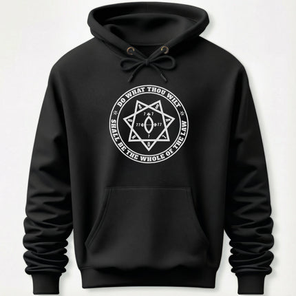 Star of Babalon Do What Thou Wilt Hoodie | Crowley Text & Graphic Pullover V4
