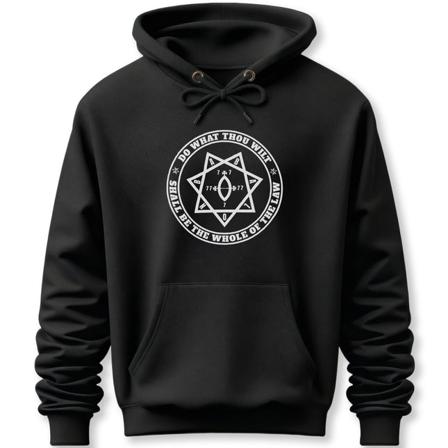 Star of Babalon Do What Thou Wilt Hoodie | Crowley Text & Graphic Pullover V4