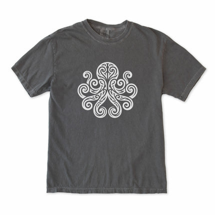 Tribal octopus and kraken graphic tee featuring intricate celtic swirl designs.