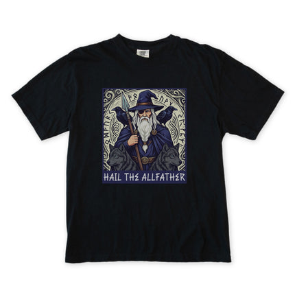Hail The Allfather Odin T-Shirt | Norse Mythology Viking God Ravens Wolves Tee