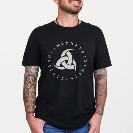 Odin's Horns Runic Viking T-Shirt | Norse Rune Circle Unisex Graphic Tee