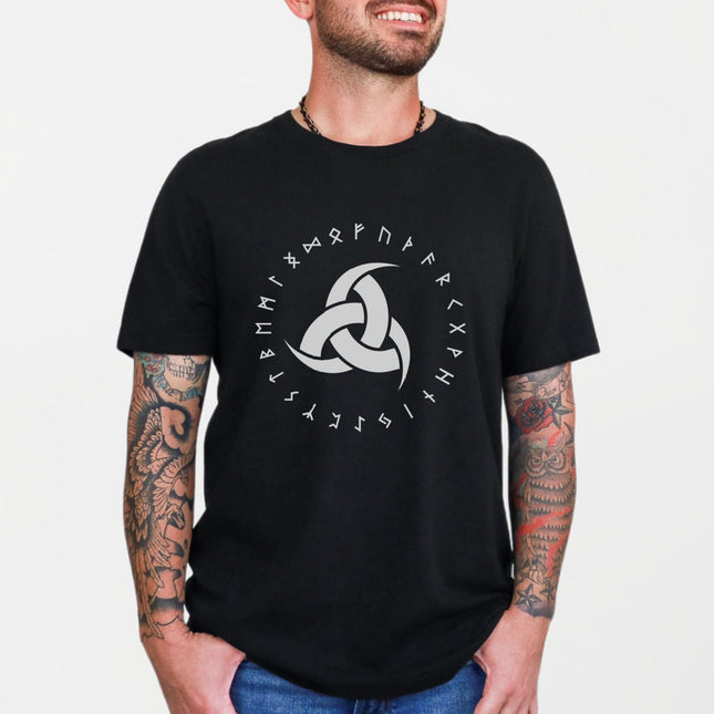 Odin's Horns Runic Viking T-Shirt | Norse Rune Circle Unisex Graphic Tee