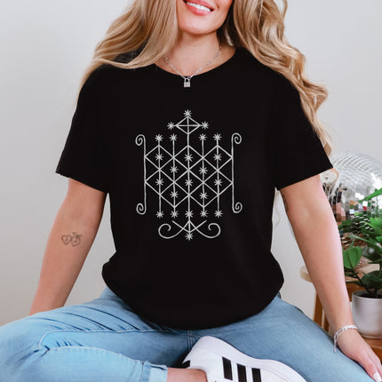 Ogoun Veve Sacred Geometry T-Shirt - Boho Voodoo Art Tee