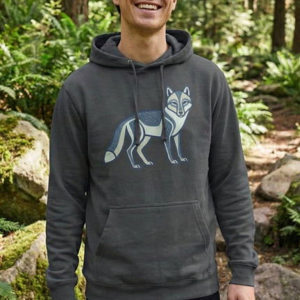 Inuit Fox Hoodie | Geometric Tribal Arctic Fox Graphic Pullover Hoodie