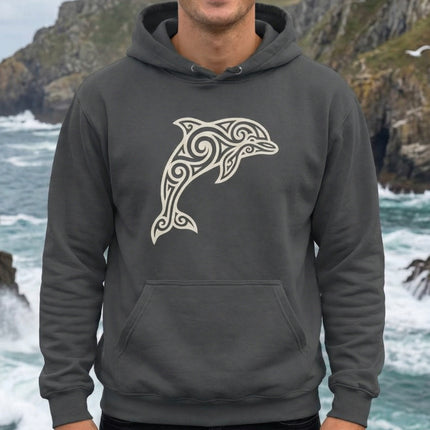 Tribal Dolphin Hoodie | Ocean Animal Celtic Style Unisex Pullover Hoodie