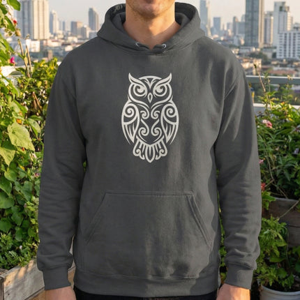 Tribal Owl Hoodie | Intricate Symbolic Owl Graphic Pullover | Comfort Colors Hoodie