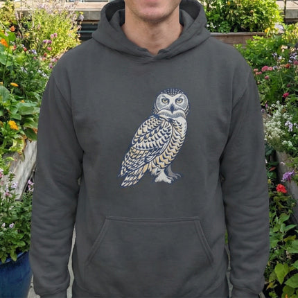 Inuit Owl Symbol Hoodie | Native Art Snowy Owl Unisex Pullover Hoodie