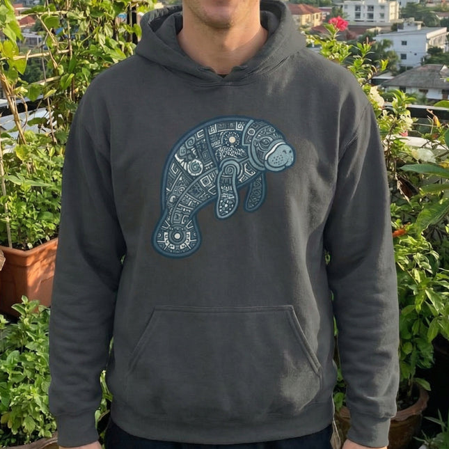 Mayan Manatee Geometric Hoodie | Sea Life Symbol Pullover | Comfort Colors Hoodie