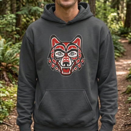 Haida Wolf Hoodie | Indigenous Pacific Northwest Art Pullover | Comfort Colors Hoodie