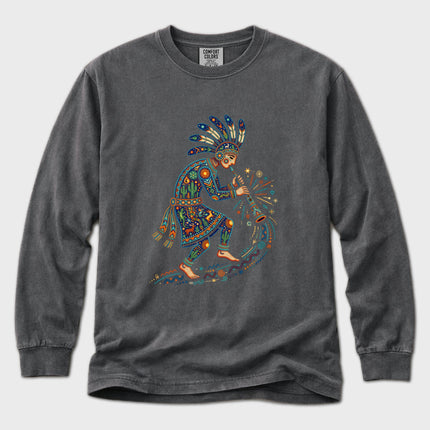 Kokopelli Long Sleeve T-Shirt | Colorful Beaded-Style Graphic Tee