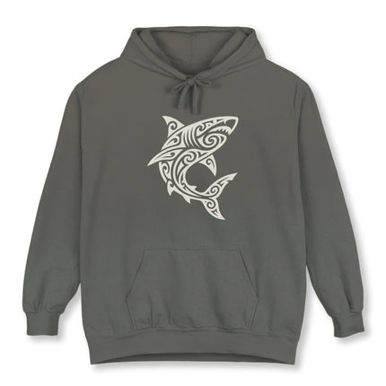Polynesian Tribal Shark Hoodie | Ocean Predator Tattoo Design | Comfort Colors Hoodie
