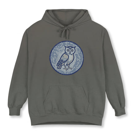 Ancient Greek Mosaic Owl Hoodie | Athena Wisdom Pullover | Comfort Colors Hoodie